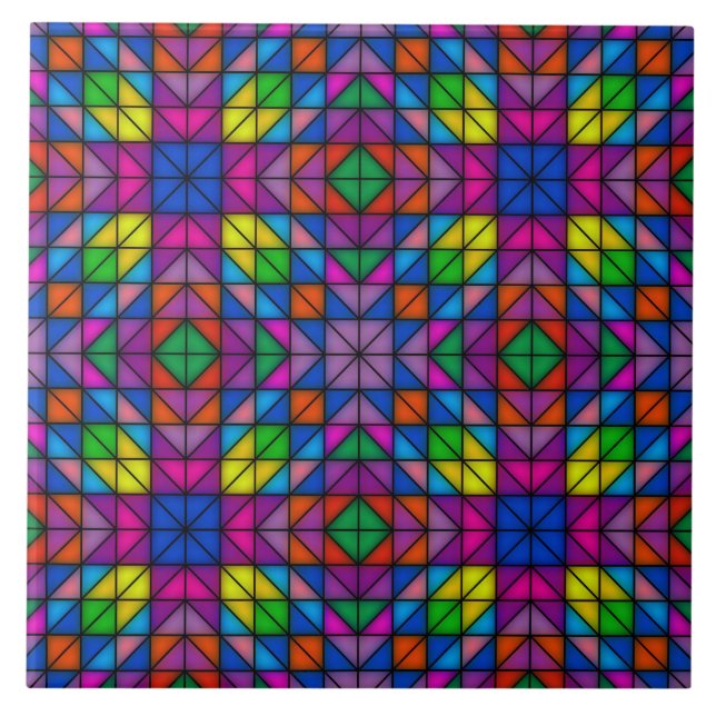 Cheerful Colourful Geometrics Ceramic Tile (Front)