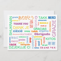 Cheerful Colourful Multilingual Thank You Card