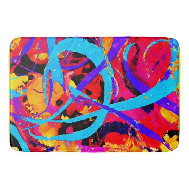 Cheerful Colourful Pattern Play Bath Mat (Front)