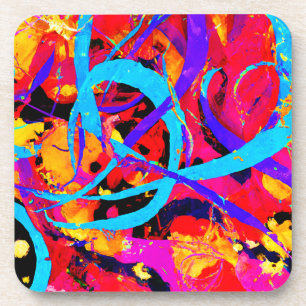 Cheerful Colourful Pattern Play Coaster