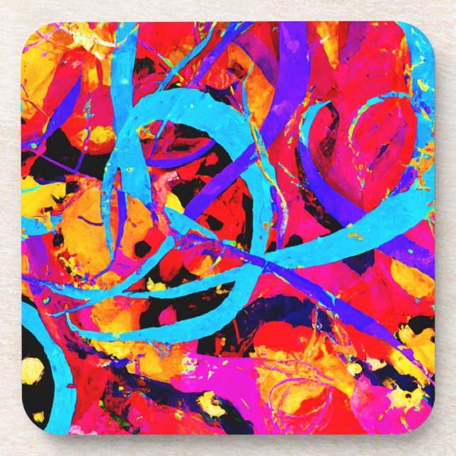 Cheerful Colourful Pattern Play Coaster (Front)