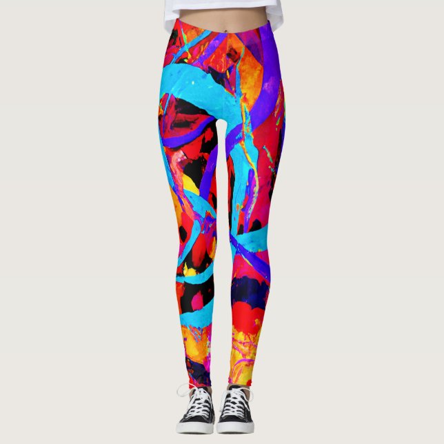 Cheerful Colourful Pattern Play Leggings (Front)