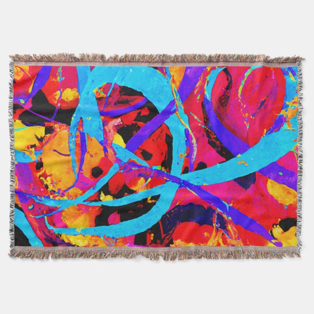 Cheerful Colourful Pattern Play Throw Blanket (Front)