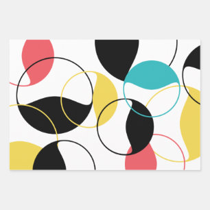 Cheerful, colourful trendy geometric circle patter wrapping paper sheet