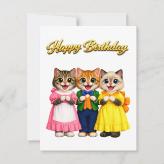 Cheerful Colourful Victorian Style Kittens Birthda
