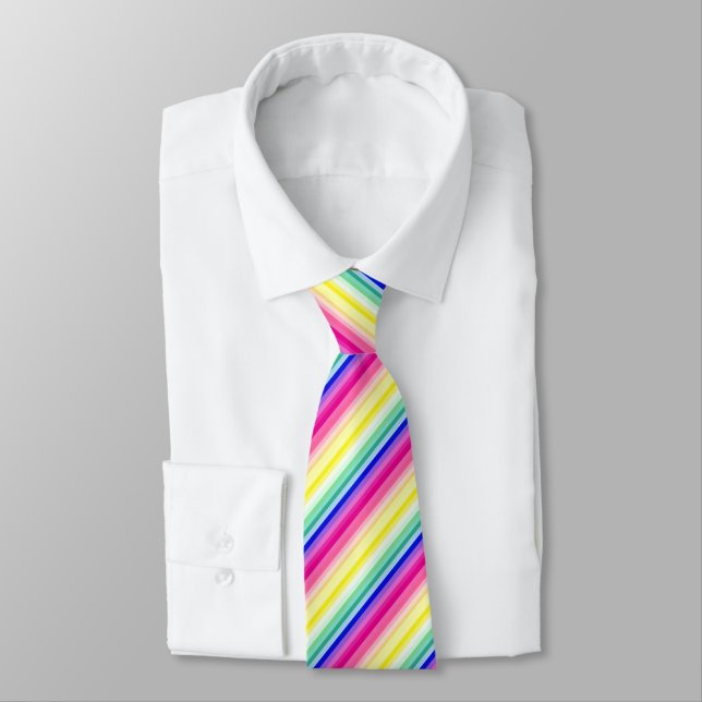 Cheerful Colours Stripe Pattern Tie (Tied)