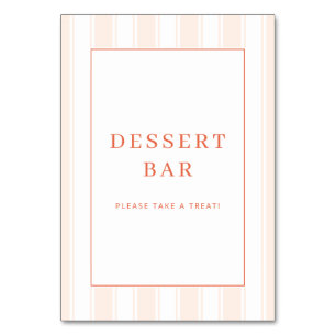** Cheerful Coral Dessert Treats Table Number