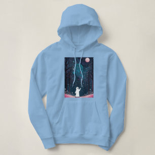 Cheerful Cosmic Ghost in a Starlit Forest Hoodie