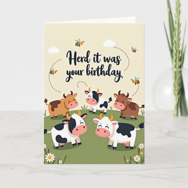 Cheerful Cow Birthday Card (Front)