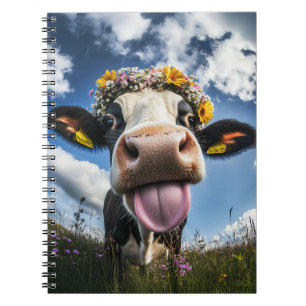 Cheerful Cow in Bloom Notebook