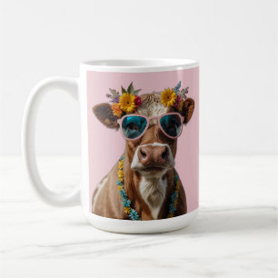 Cheerful Cow With Sunglasses  Coffee Mug