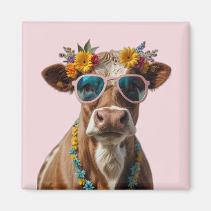 Cheerful Cow With Sunglasses Magnet
