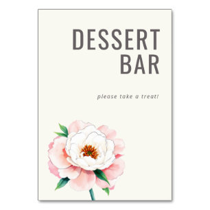 Cheerful Cream Watercolor Dessert Bar Sign Table Number