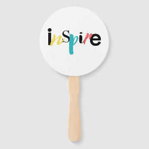 Cheerful, creative, modern typography of Inspire Hand Fan