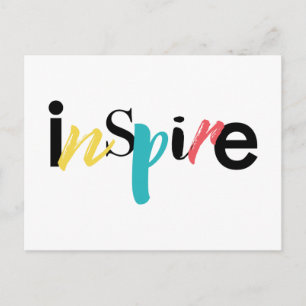 Cheerful, creative, modern typography of Inspire Postcard