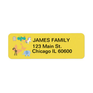 Cheerful Critter Baby Shower Address Art Return Address Label