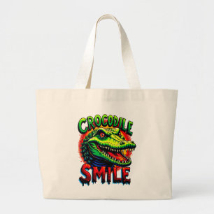 "Cheerful Crocodile Smile – Fun and Whimsical Large Tote Bag