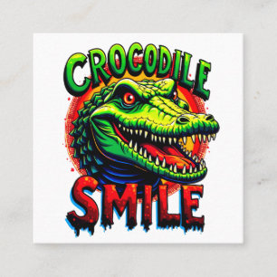 "Cheerful Crocodile Smile – Fun and Whimsical Square Business Card