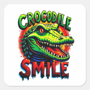 "Cheerful Crocodile Smile – Fun and Whimsical  Square Sticker