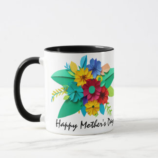 Cheerful Cut Paper Bouquet Mug
