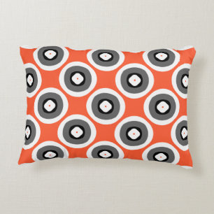 Cheerful Cute Bright Coral Black White Decorative Cushion