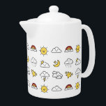 Cheerful Cute Weather Icon Pattern<br><div class="desc">Adorable illustrated weather icons pattern with clouds,  rainbows,  smiling sun and moon and stars.</div>