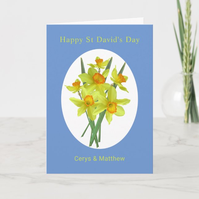 Cheerful Daffodils St David's Day Personalised Card (Front)