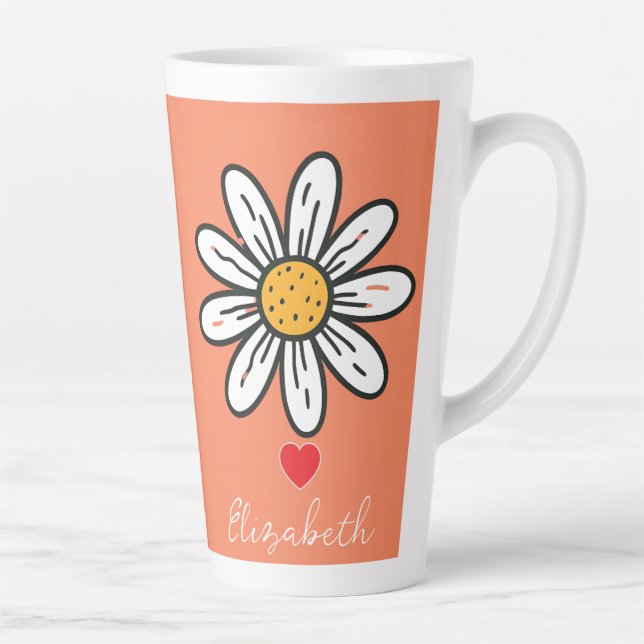 Cheerful Daisy Illustration  Cute Retro Coffee Mug (Right)