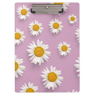 Cheerful Daisy Pattern on Pink Background Clipboard