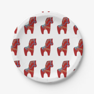 Cheerful Dala Horse Paper plate