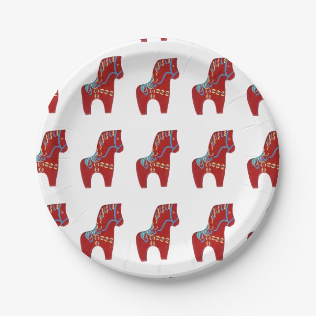 Cheerful Dala Horse Paper plate (Front)