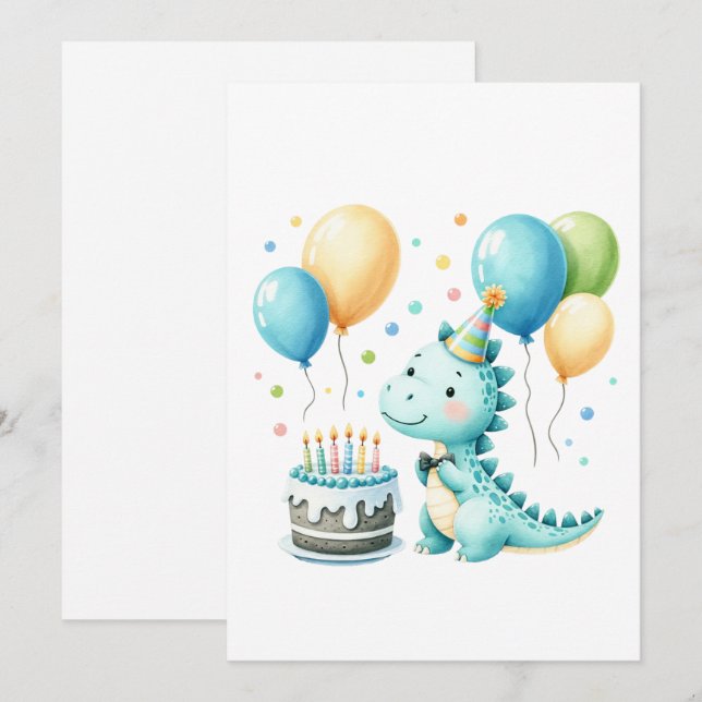 Cheerful Dinosaur Birthday Card (Front/Back)