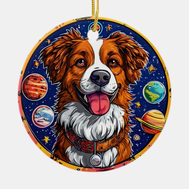 Cheerful dog ceramic ornament (Front)