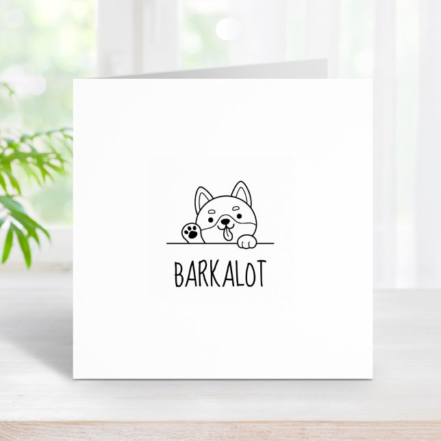 Cheerful Dog Husky Custom Name Rubber Stamp (Creator Uploaded)