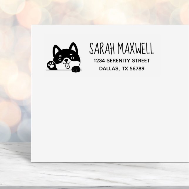 Cheerful Dog Husky Pet Address Self-inking Stamp (Creator Uploaded)