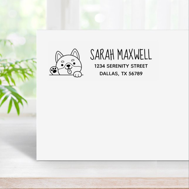 Cheerful Dog Shiba Inu Pet Address  Rubber Stamp (Creator Uploaded)