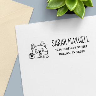 Cheerful Dog Shiba Inu Pet Address Self-inking Stamp