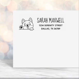 Cheerful Dog Shiba Inu Pet Address Self-inking Stamp