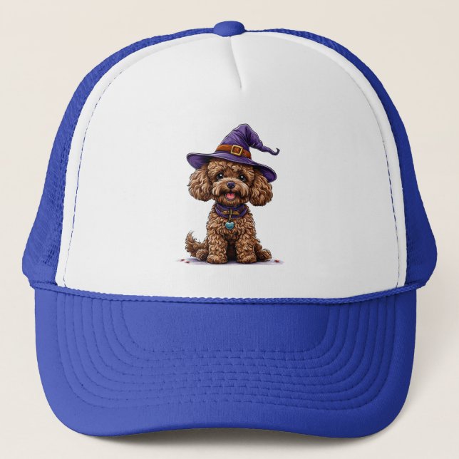 Cheerful Dog Wearing a Witch Hat (Front)