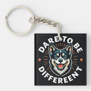 Cheerful Dog With Motivational Text Key Ring