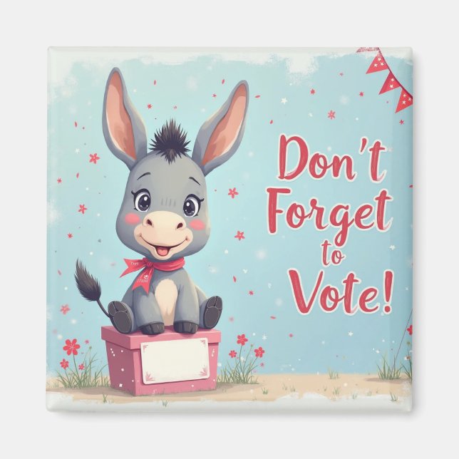 Cheerful Donkey Vote Reminder Magnet (Front)