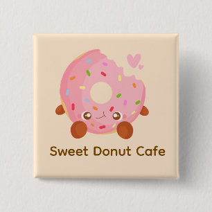 Cheerful Donut With Sprinkles 15 Cm Square Badge