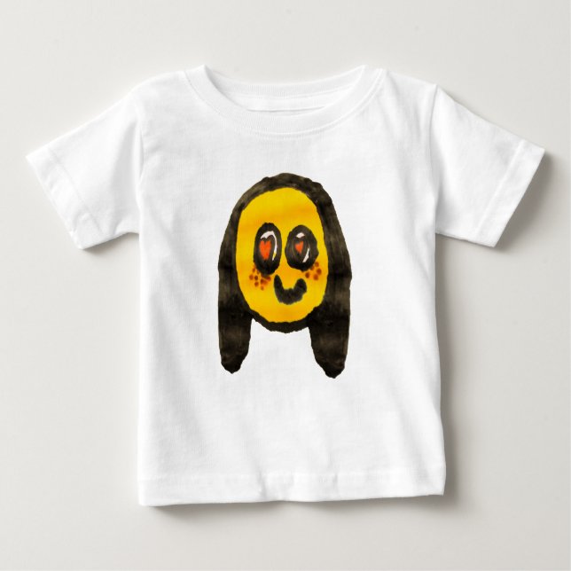Cheerful Doodles Emoji Girl Drawing Baby T-Shirt (Front)