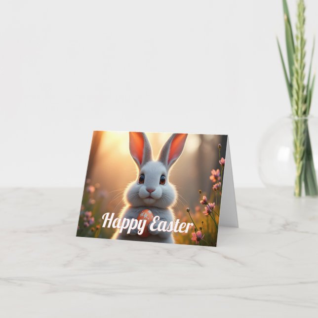 Cheerful Easter Bunny in the Magic of Spring Card (Front)