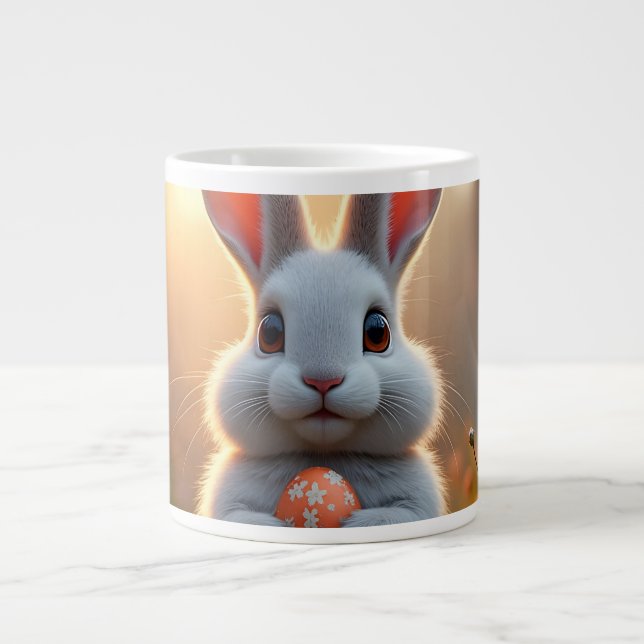 Cheerful Easter Bunny in the Magic of Spring Large Coffee Mug (Front)