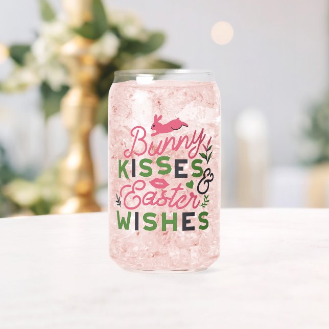 Cheerful Easter Typography - Bunny Kisses Can Glass (Insitu (Wedding))