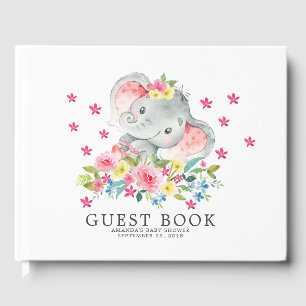Cheerful Elephant Baby Shower Guest Book