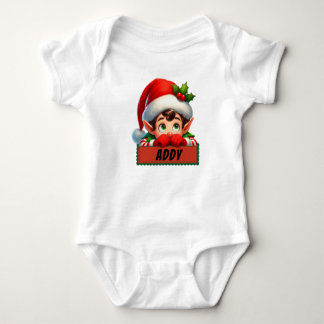 Cheerful Elf Christmas Baby Bodysuit