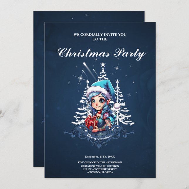 Cheerful elf   invitation (Front/Back)
