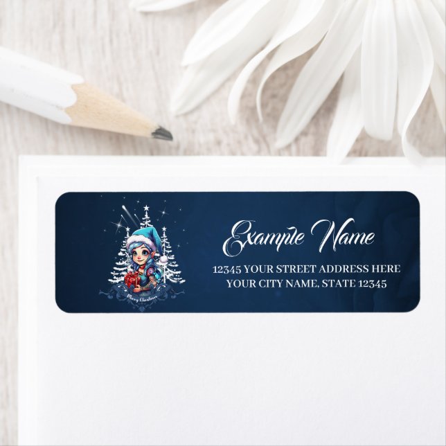 Cheerful elf   return address label (Insitu)